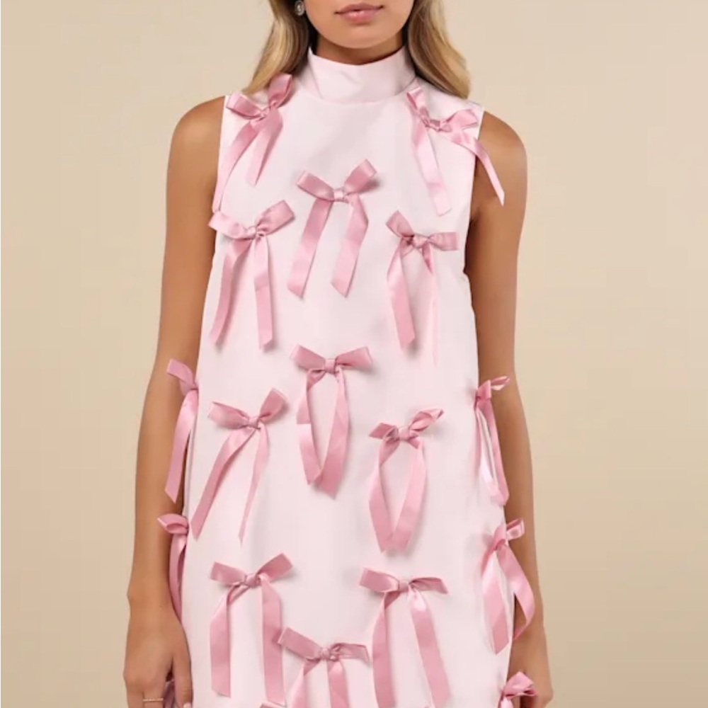 Chic Pink Bow Dress Brand New